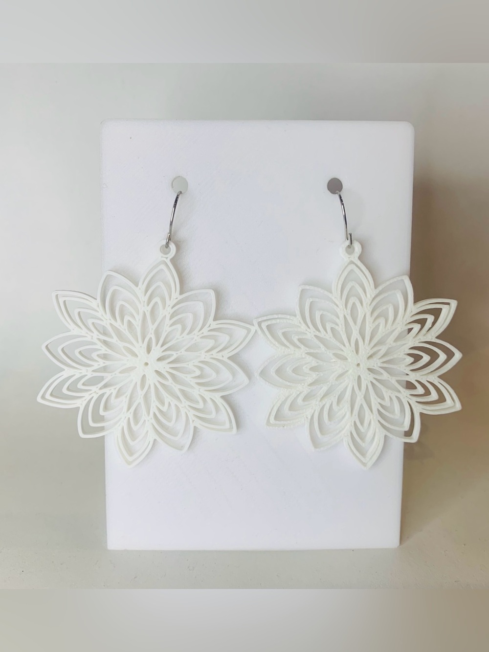White Floral Filigree Drop Earrings - Women Jewelry